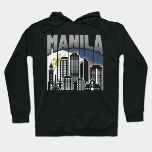 Manila NCR Skyline Vintage Philippines Flag Hoodie